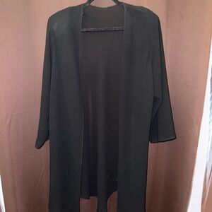 Black Open Front Long Cardigan